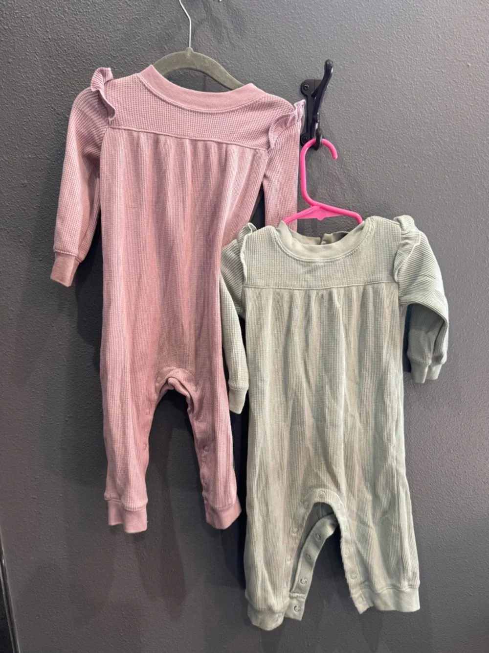 Carter's Ribbed Long-Sleeve Rompers with Shoulder Ruffle